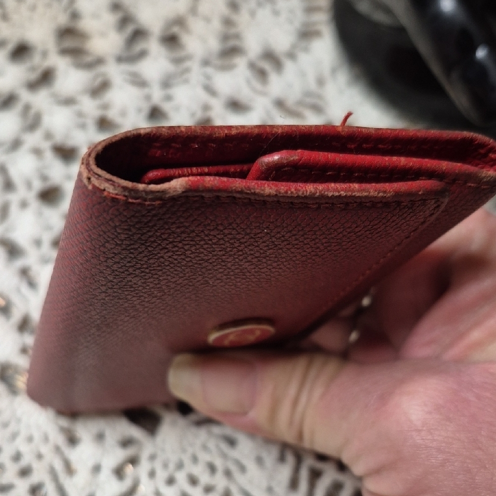 Authentic CHANEL Burgundy Textured Leather Button Key Card Wallet with Gold CC - Picture 6 of 12